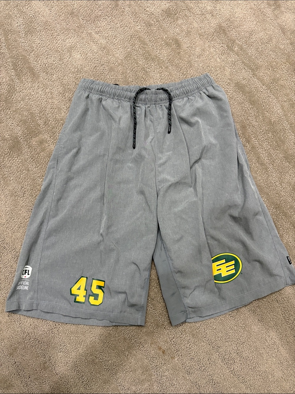 Men's Gray Edmonton Eskimos Athletic Shorts with Yellow Accents